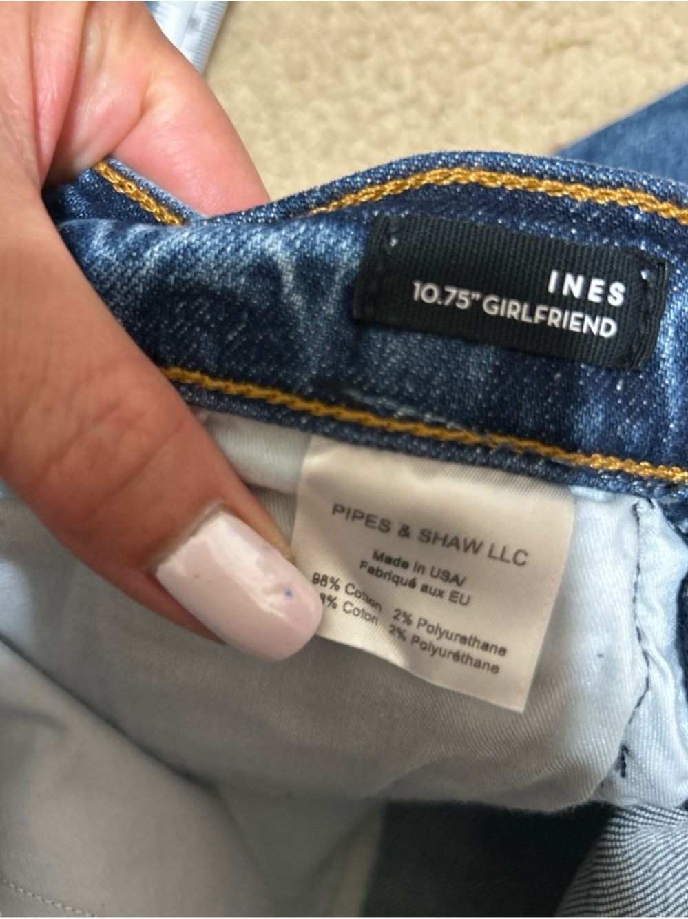 Veronica Beard INES Girlfriend Ankle Jeans - Medium Blue with Gold Stitching